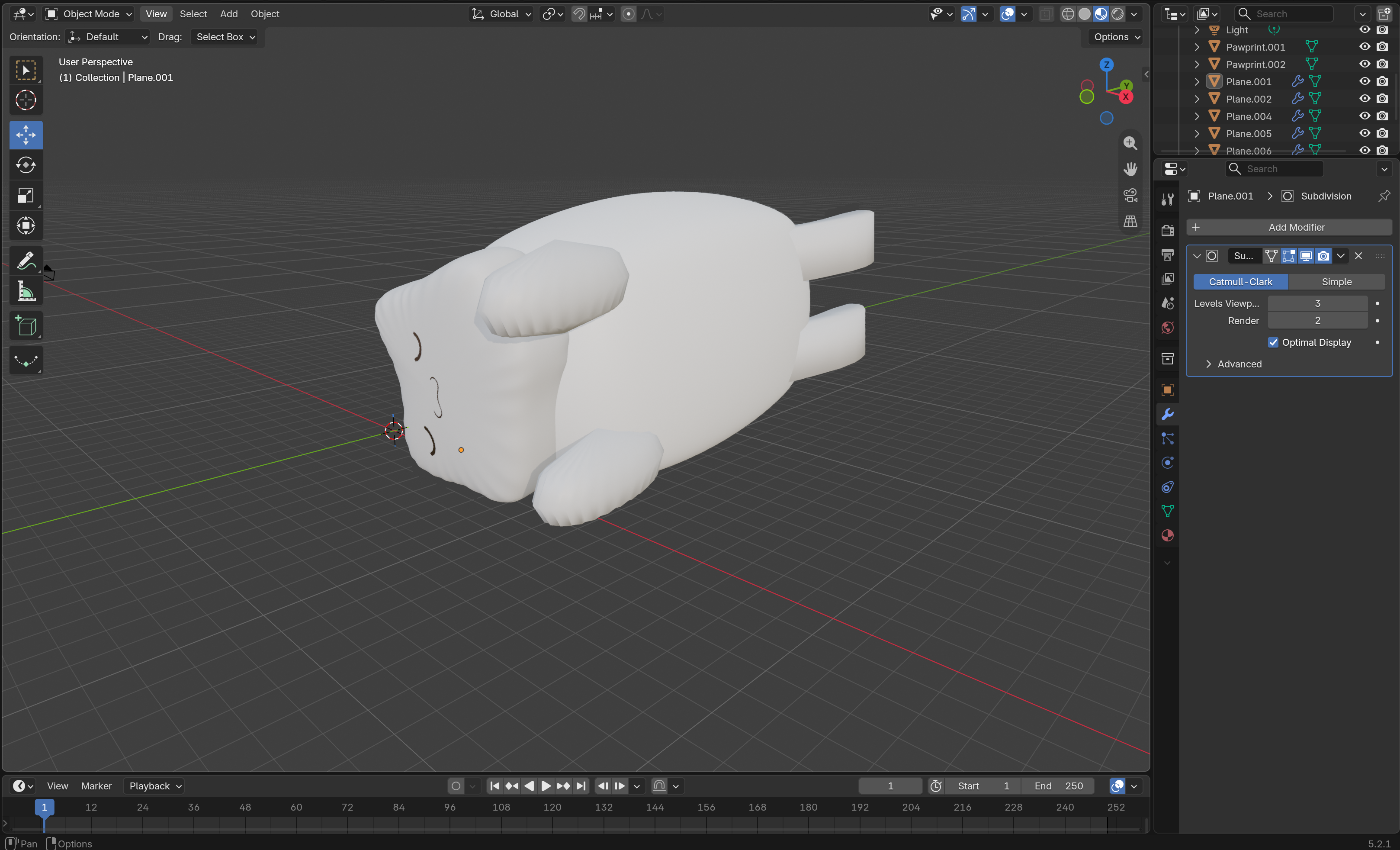 Side Angle On Side View of Replicated Cat in Blender
